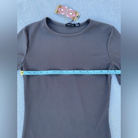 BooHoo Bodycon T-Shirt Dress Women's Size 6 Grey Basic Rib Crew Neck Dress New - Picture 14 of 14